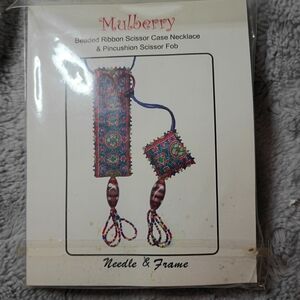 Mulberry Needle & Frame Beaded Ribbon Scissor Case Necklace/Scissor Fob Craft